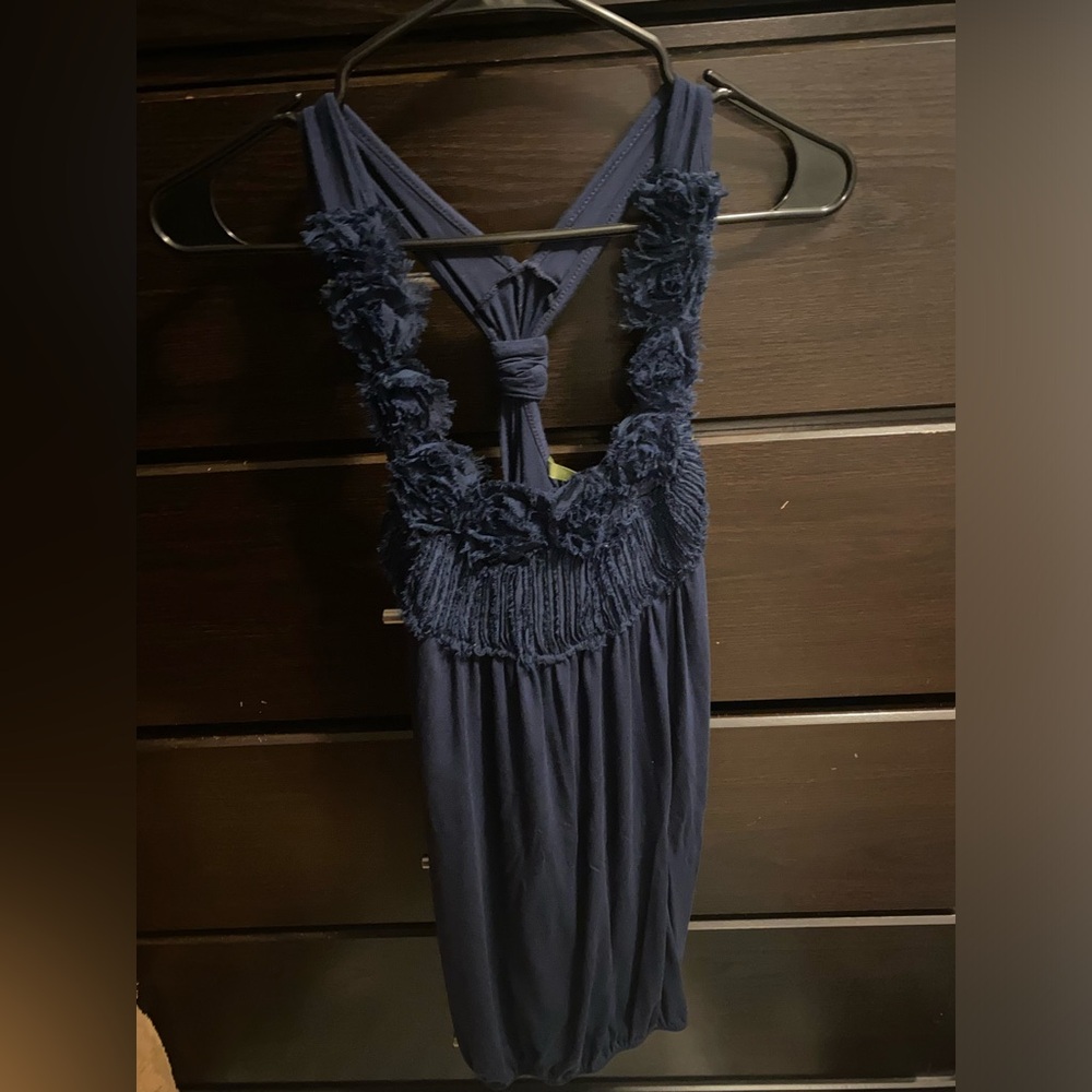 Navy tank top with flowers